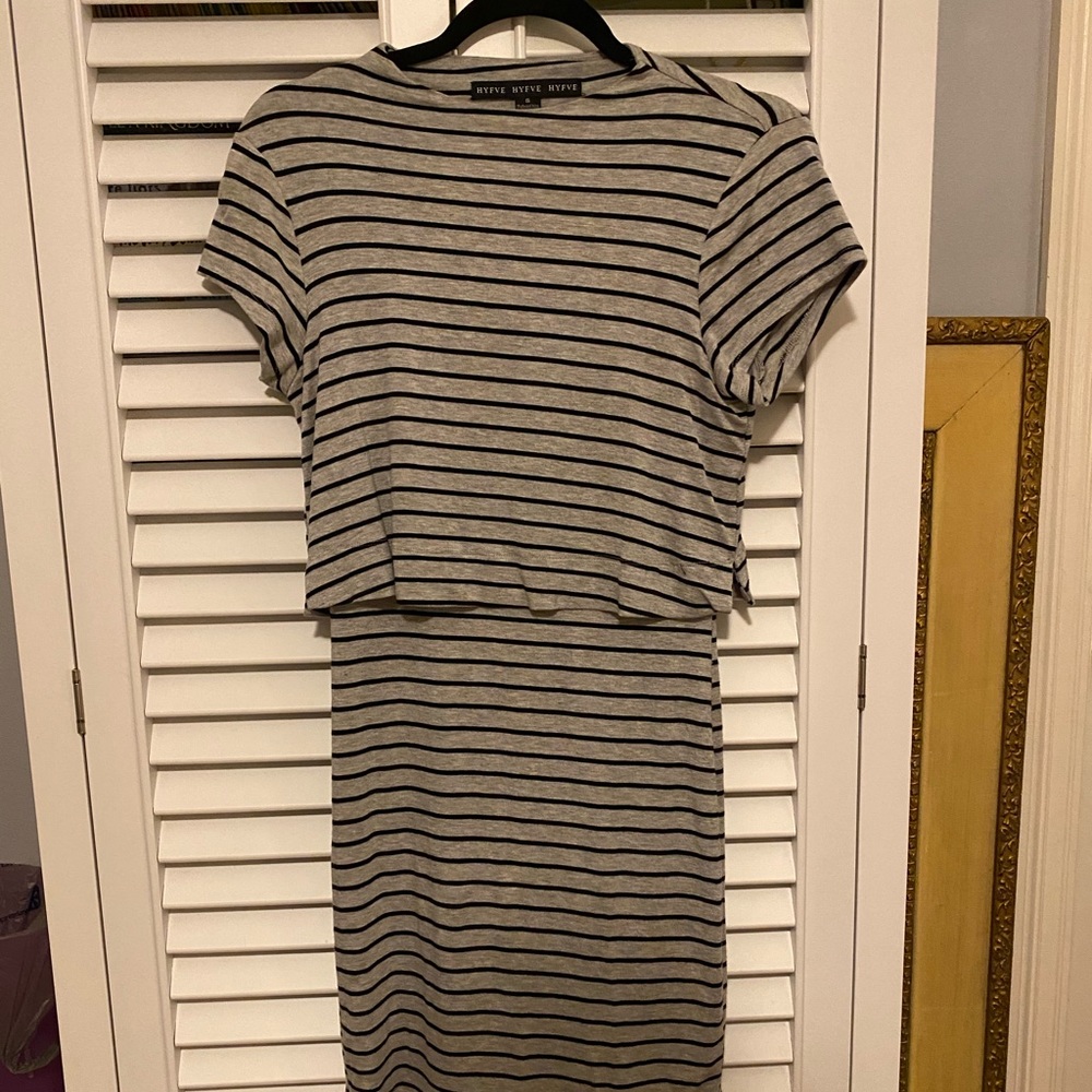 Grey and black striped dress